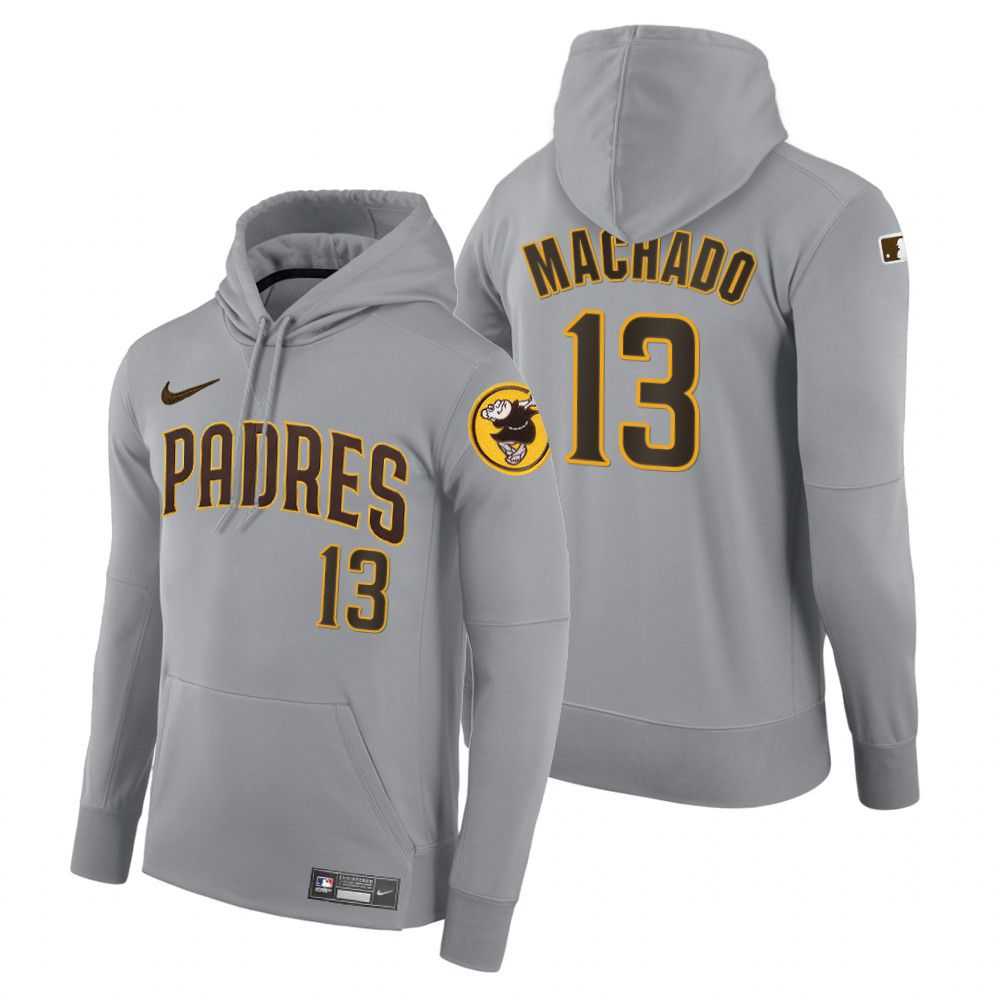 Men Pittsburgh Pirates 13 Machado gray road hoodie 2021 MLB Nike Jerseys